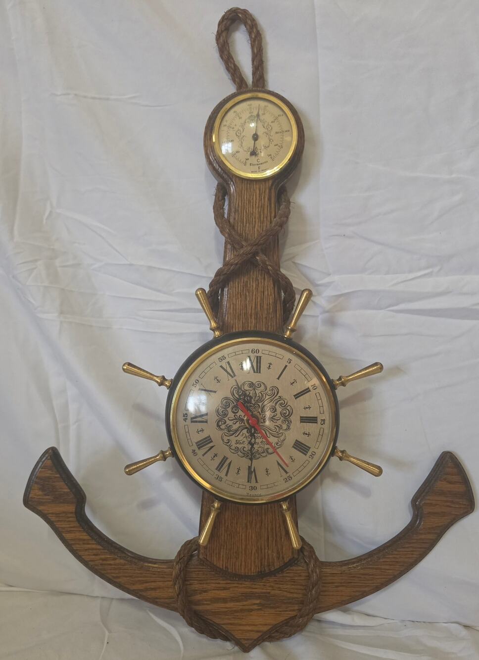 Vintage Nautical Wooden Anchor Wall Clock